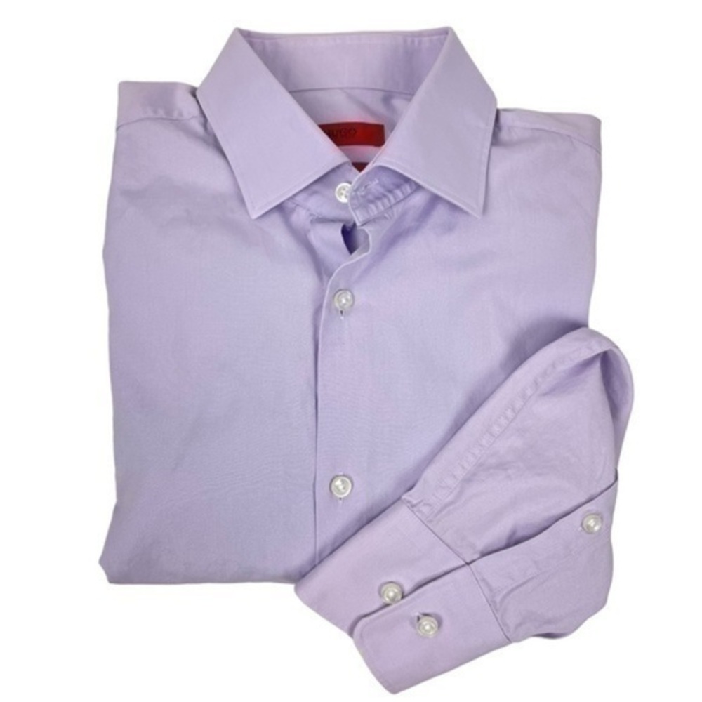 HUGO - Hugo Boss Men’s Button Front Shirt | Size 14 1/2 | Purple